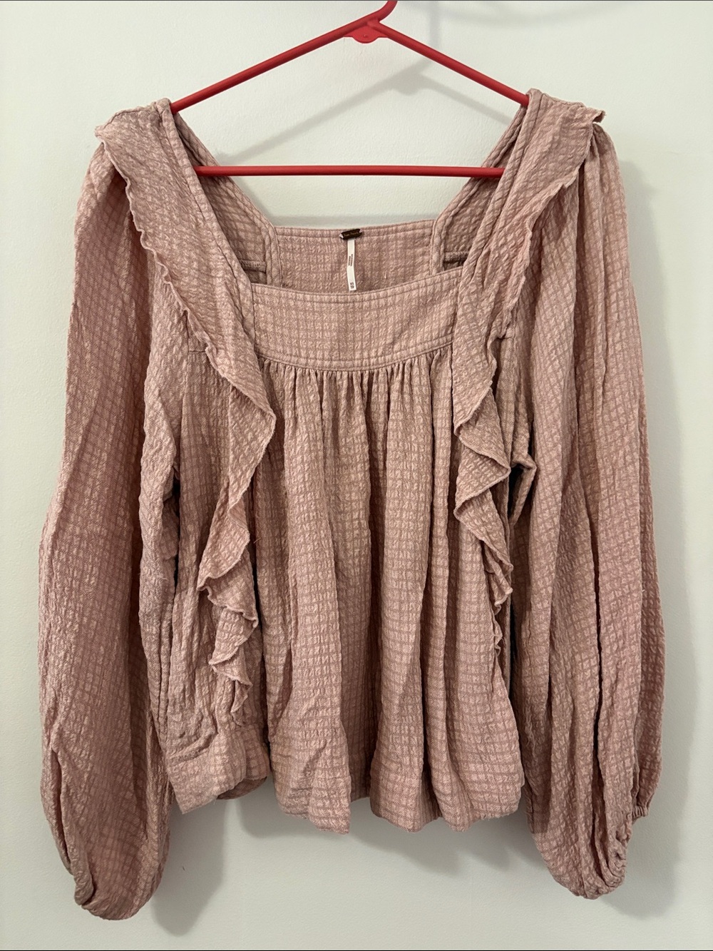 Free People Women’s Ruffle Peasant Blouse - Dusty Rose